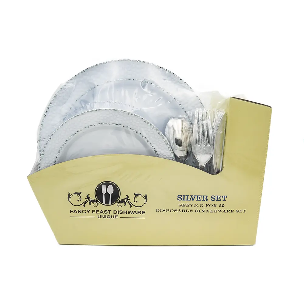Disposable Dinnerware Silver Set