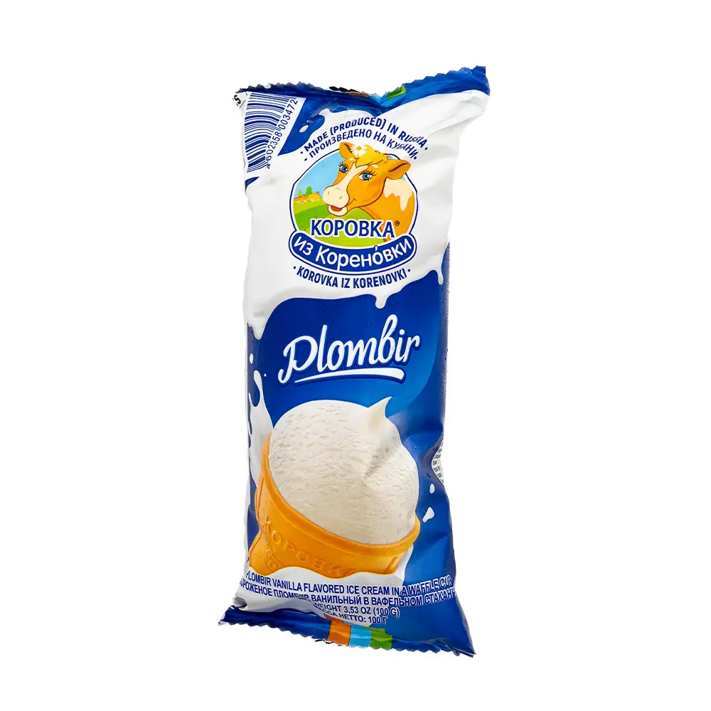 Korovka Plombir Vanilla Ice Cream in Wafer Cup