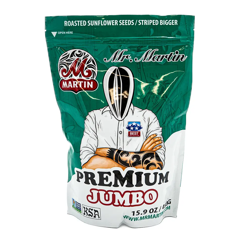 Mr. Martin Premium Jumbo Roasted Striped Sunflower Seeds, 450 g