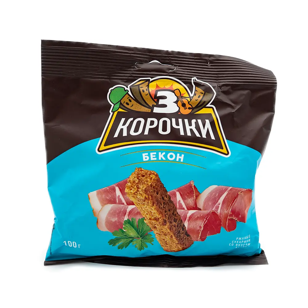 3 Korochki Bacon Flavor Rusks, 3.6 oz