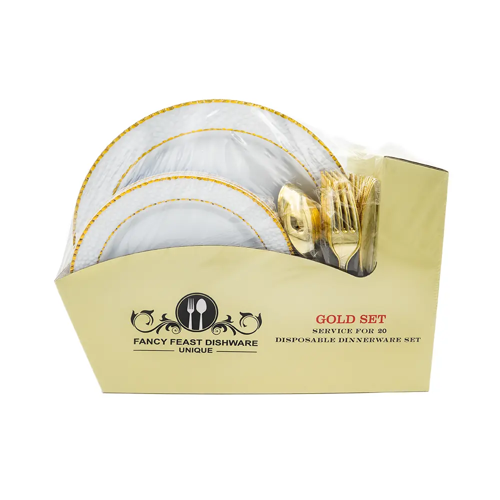 Disposable Dinnerware Gold Set