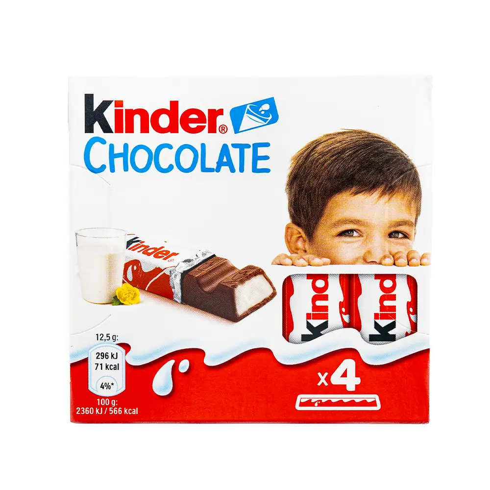 Kinder Chocolate Bar 4 count, 50 g
