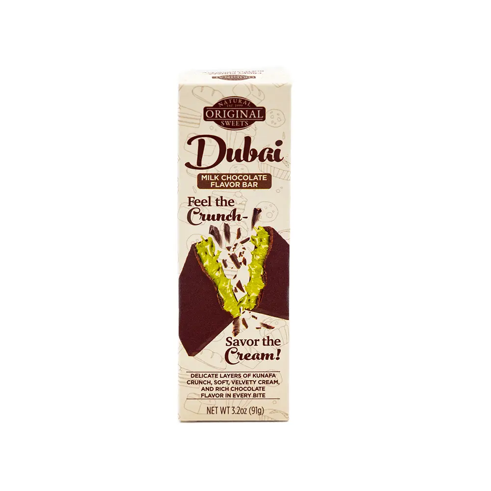 Original Natural Sweets Dubai Milk Chocolate Bar, 3.2 oz