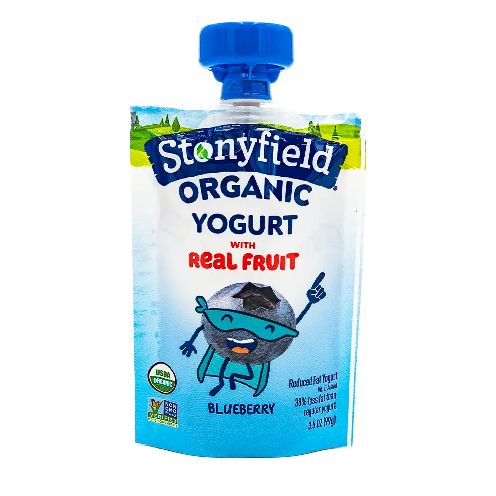 Stonyfield Organic Blueberry Yogurt Pouch, 99 g