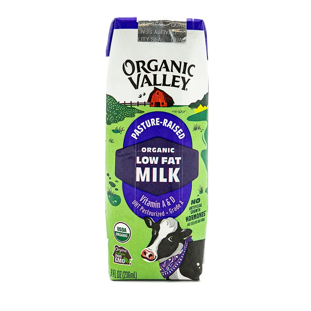 Organic Valley Lowfat Milk, 8 oz